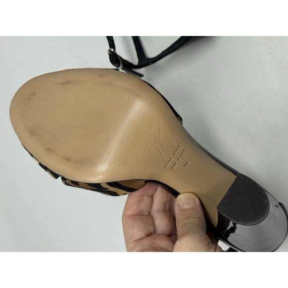 Giuseppe Zanotti shoes heels pumps marry janes black leopard criss cross 36 6 - Picture 12 of 14